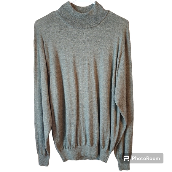 Jos. A. Bank Sweater 100% Merino Wool Men's Mock Turtleneck Green Sweater - Picture 1 of 6